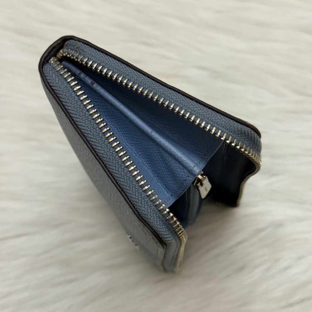 COACH - BLUE PEBBLED LEATHER LONG ZIP WALLET - Picture 10 of 16